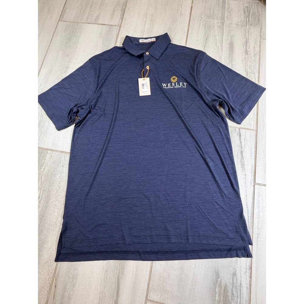 Peter Millar Featherweight Polo Shirt Mens XL‎ Navy Blue Wesley Financial Group